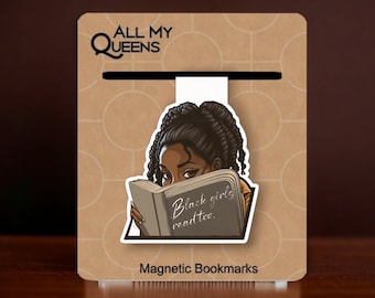 Black Girls Read Too Magnetic Bookmark, Black Woman Who Loves to Read, Book Accessory, African American Book Lover, Bookworm, Book Club