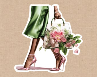 Pretty Girls Walk Like Sticker, Black Girl Sticker, African American Kindle Sticker, Spring Summer, Black Girl Aesthetic, Fashion Doll