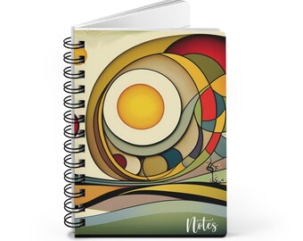 Modern Abstract Spiral Notebook, Self Care Gift Box, Gift Basket for Women, Pretty Stationery, African American Journal Notebook 5x7, 150 pg