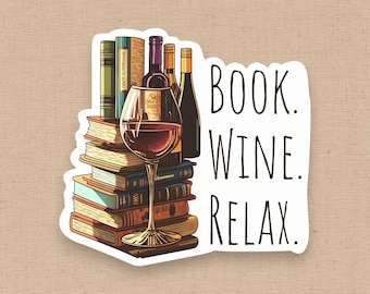 Book Wine Relax Sticker, Quote Sticker, Sticker for Black Women, African American Book Lover, Book Club, Kindle Sticker, iPad Sticker