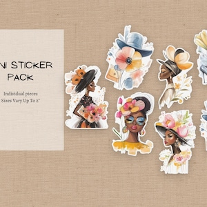 Black Woman Sticker Mini Pack, Black Woman Who Journals, Black Girl Stationery, African American Book Lover, Journaling, Kindle Sticker