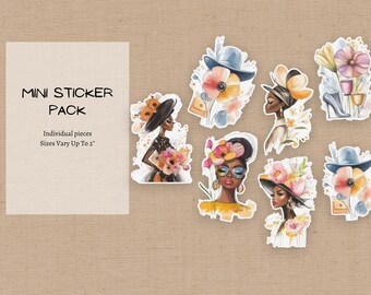 Black Woman Sticker Mini Pack, Black Woman Who Journals, Black Girl Stationery, African American Book Lover, Journaling, Kindle Sticker