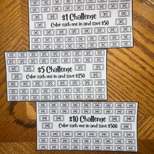 1, 5, and 10 dollar savings challenge