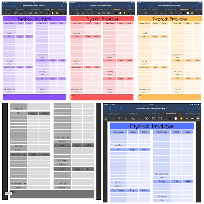 Paycheck Breakdown Template - Etsy