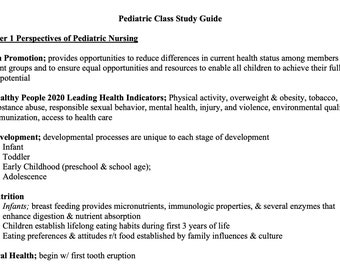 Pediatrics Complete Class Study Guide