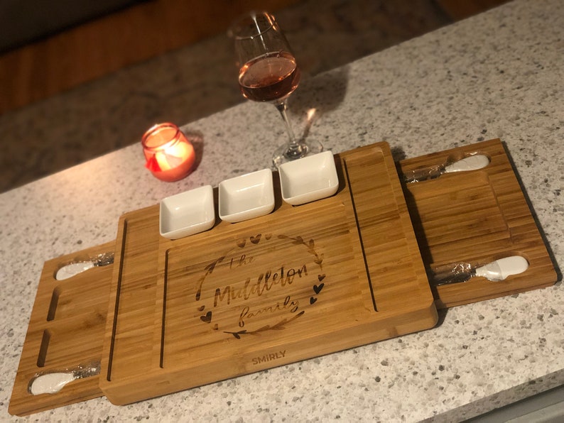 Hand personalized charcuterie board Wood burned design FREE SHIPPING Perfect for the Holidays image 1