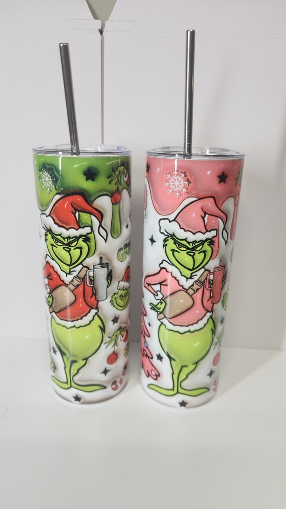 Grinch Tumbler Pink Christmas 40Oz Stainless Steel Stanley Cups