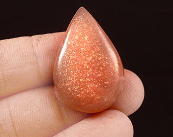 Natural Sunstone Cabochon Pear Shape Gemstone (32x21x6 MM)