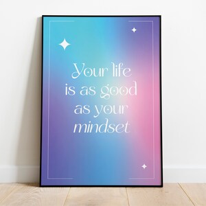 Your Life is as Good as Your Mindset Wall Art | Positive Affirmations | Inspirational Quote Decor | Digital Download Print