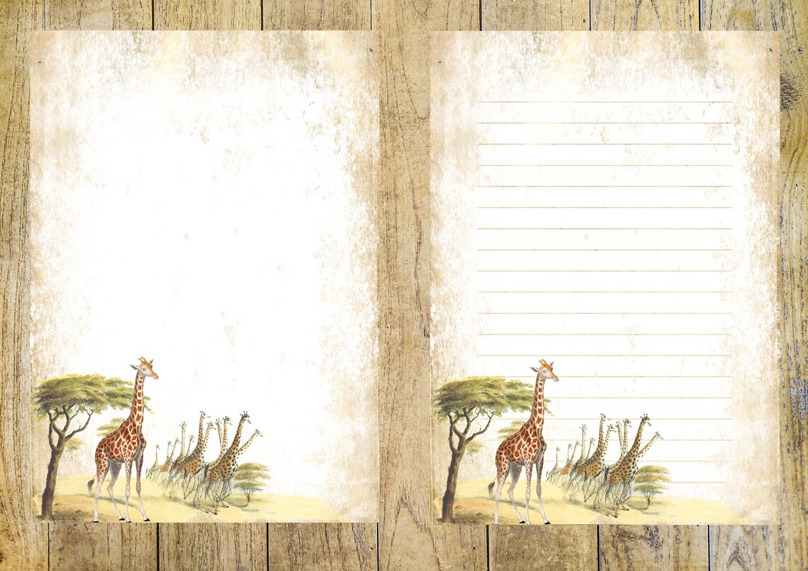Vintage Giraffe Stationery Set: Printable Letter Writing Paper (digital ...