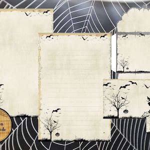 Halloween Gothic Brief Schreibpapier & Umschläge, unliniert und liniert, Junk Journal Papier, A5, A4, US Letter, Grußkarte zum ausdrucken
