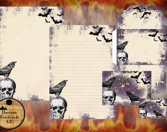 Gothic Halloween Briefpapier Set zum Ausdrucken: Liniertes & unliniertes Papier (Digitaler Download)