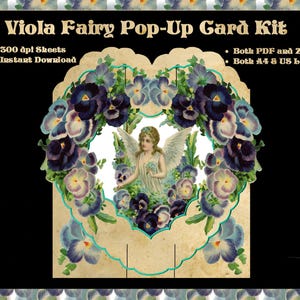 Kit de cartões pop-up para impressão - Cartão frontal do anel de fadas Viola