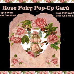 Cartão pop-up para impressão - Cartão frontal com anel de fada rosa