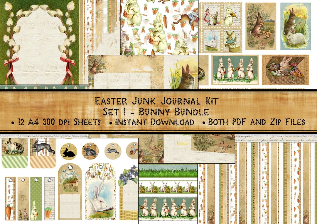 Easter Bunny Junk Journal Kit: Printable Ephemera (digital Download) - Etsy