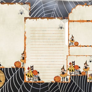 Printable Halloween Gothic Letter Writing Paper & Envelopes, Unlined and Lined Paper, Junk Journal Paper, A5, A4, US Letter, Greetings Card