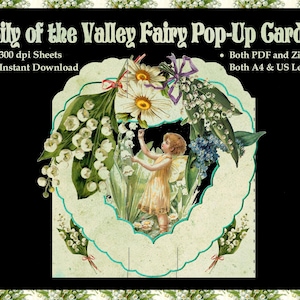 Kit de cartões pop-up para impressão - Cartão frontal com anel de fada Lily of the Valley