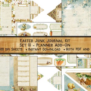 Easter Junk Journal Kit, Printable Planner Ephemera, Scrapbooking, Collage, Digital Printable, Paper Craft, Download