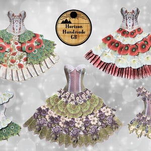 Modulares Origami Printable Digital Kit Fabful Fashions - Purple Empress & Poppy Princess