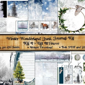 Christmas Junk Journal Kit, Winter Printable Journal Ephemera, Scrapbooking, Collage, Digital Printable, Paper Craft, Planner