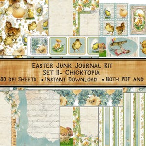 Easter Junk Journal Kit, Printable Journal Ephemera, Scrapbooking, Collage, Digital Printable, Paper Craft, Download