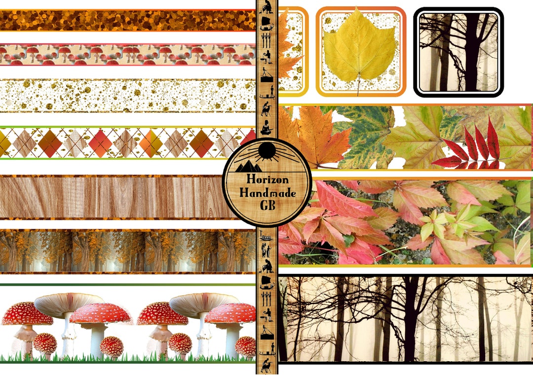 Printable Digital Autumn Fall Washi Tape - A Walk in the Woods - Etsy