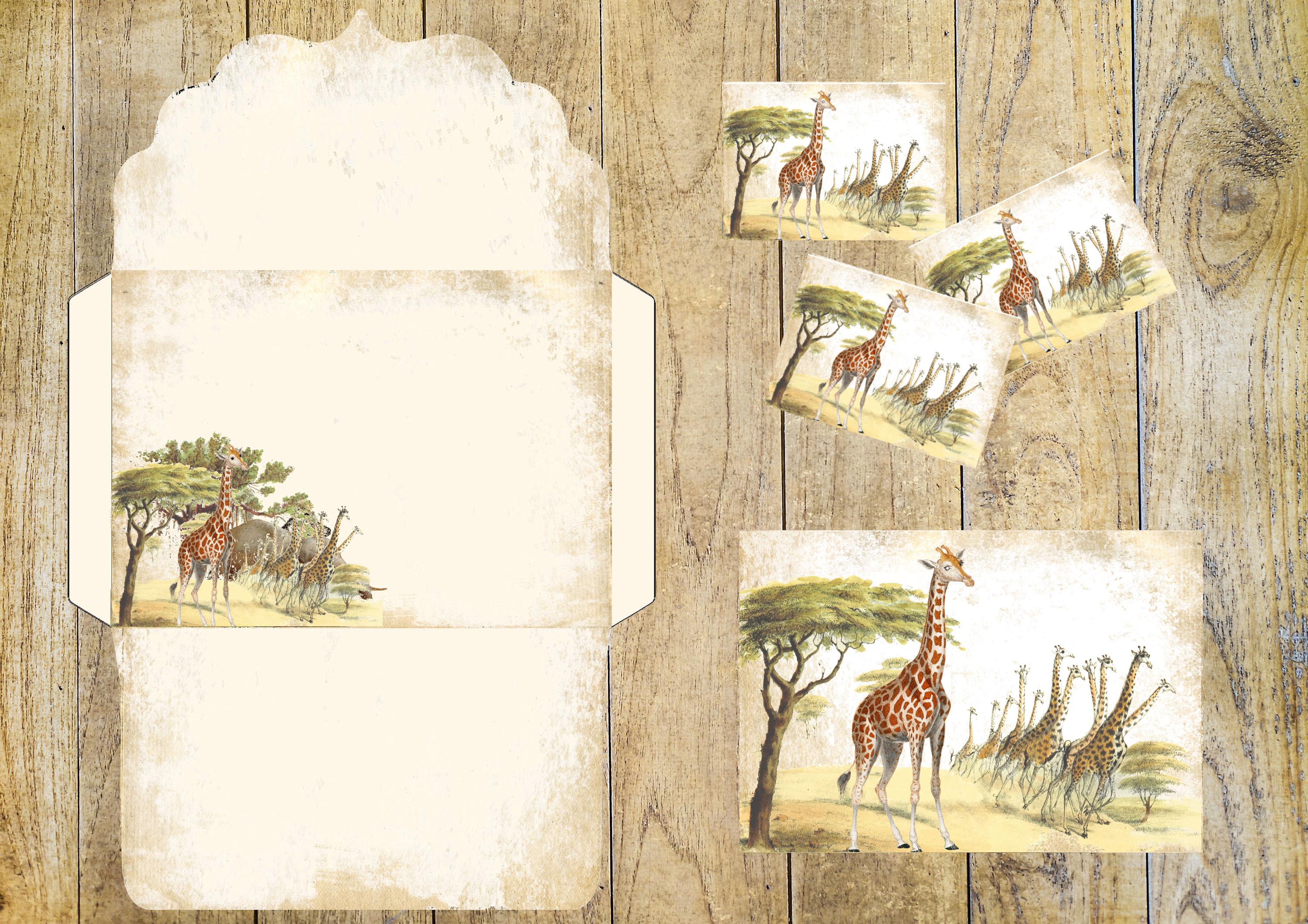 Vintage Giraffe Stationery Set: Printable Letter Writing Paper (digital ...