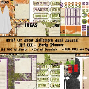 Vintage Halloween Junk Journal Kit, Printable Halloween Party Planner Ephemera, Scrapbooking, Collage, Digital Printable, Paper Craft