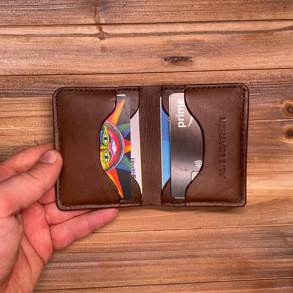 Custom Painted Bi-fold Leather Wallet with Card Slots and coin pouch
