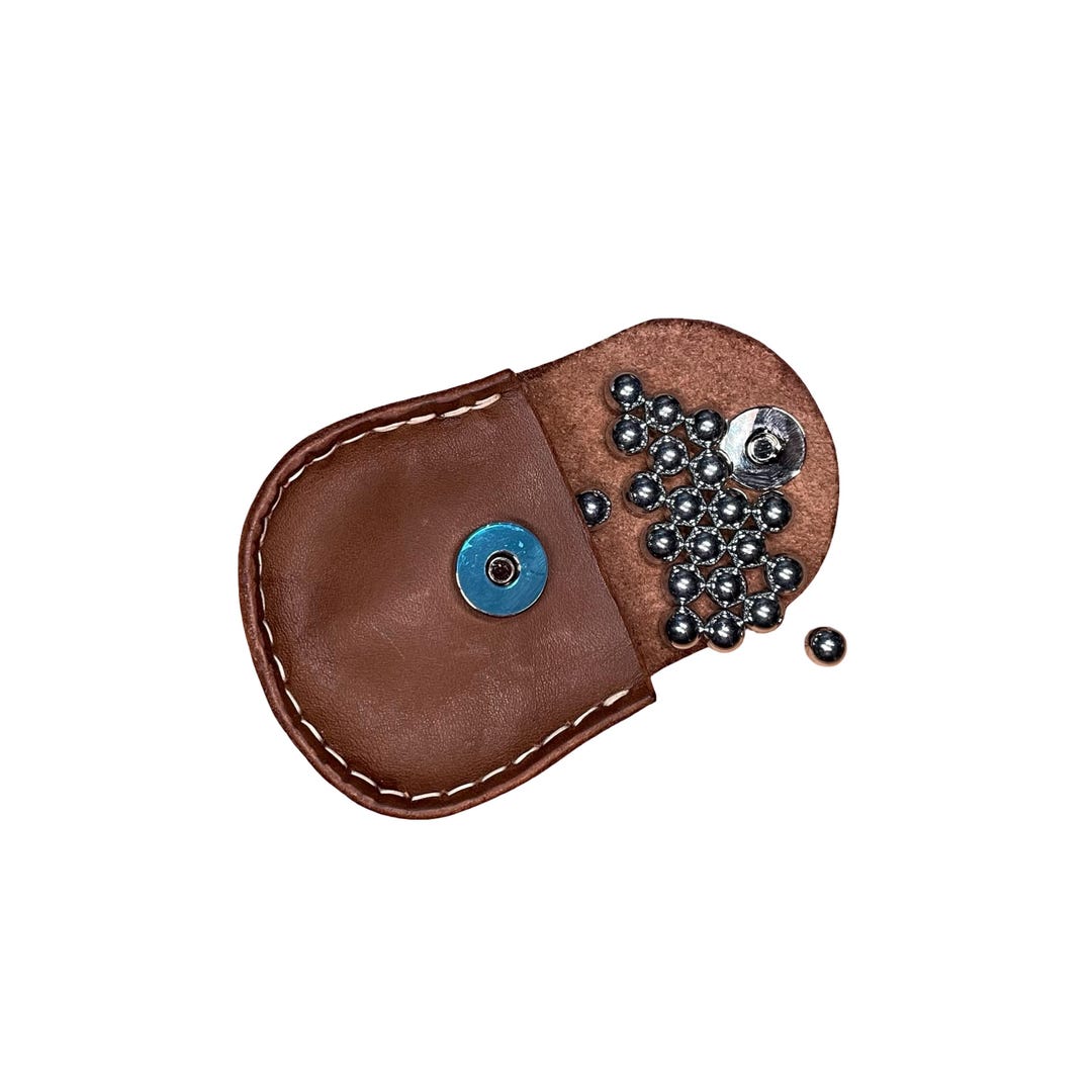 Leather Slingshot Ammo Pouch, Magnetic Flap, Belt Clip Holster