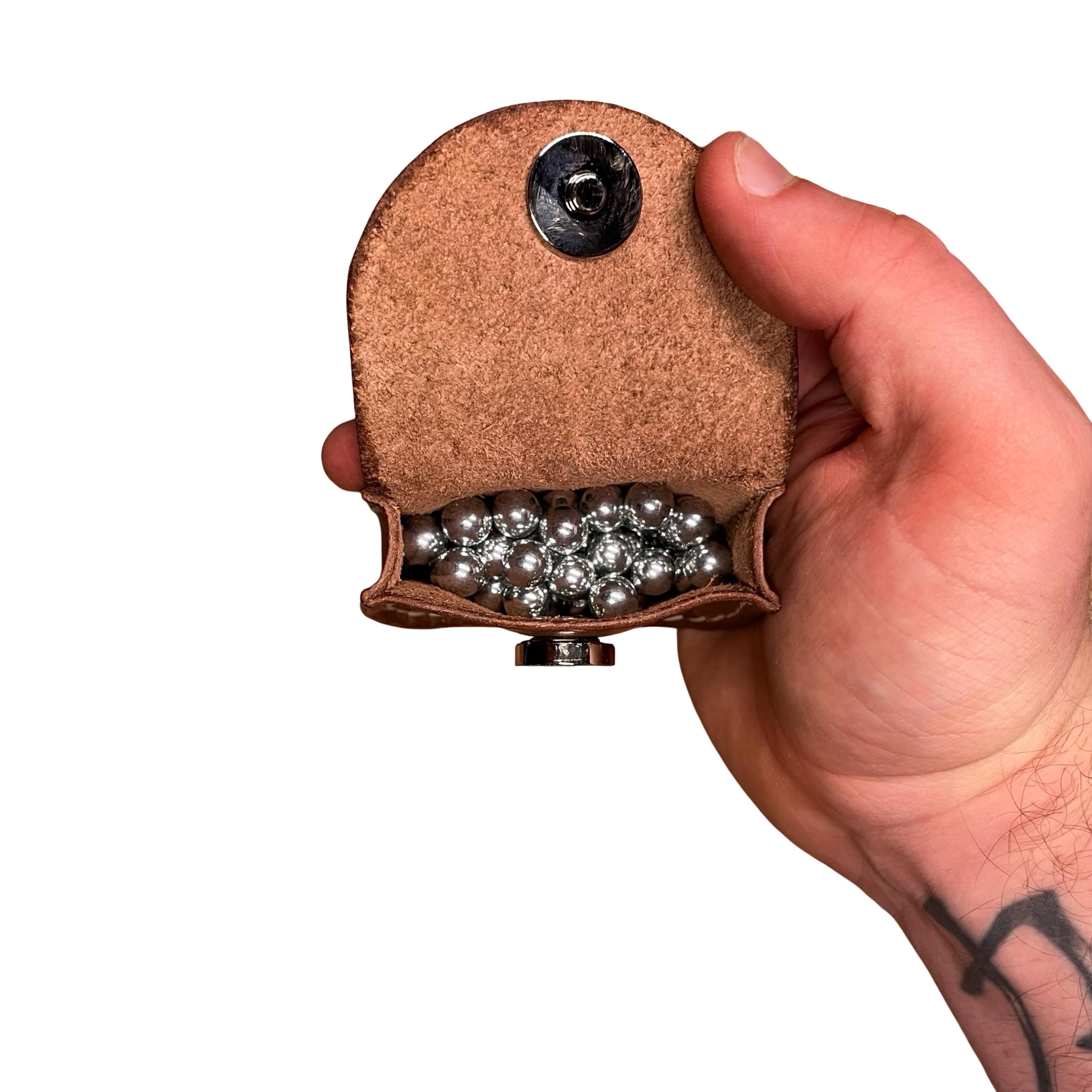 Hulara Top Grain Leather Ammo Pouch - Belt Loop Slingshot Bullet Holder - View #4