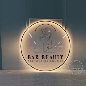 Custom RGB acrylic sign Led round acrylic sign for nail salon logo beauty salon logo dental logo sign boutique logo sign brow logo