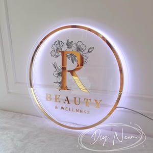 Benutzerdefiniertes Geschäftsschild, LED-Salon-Logo-Zeichen, Neon-Business-Logo, Empfangs-Klinik-Zeichen, Haut-Haar-Nagelbeschilderung, acrylisches 3D-Logo