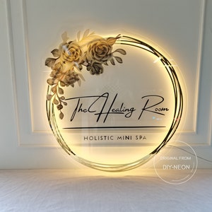 Acrylic Wall Sign | Custom Acrylic Sign  | Custom Backlit Sign | Light up Business Logo | Printed Salon Sign | Round Sign | Neon mirror sign