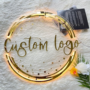 Acrylic Wall Sign | Custom Acrylic Sign  | Custom Backlit Sign | Light up Business Logo | Printed Salon Sign | Round Sign | Neon mirror sign