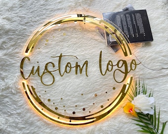 Custom acrylic sign Led round acrylic sign for nail salon logo beauty salon logo dental logo sign boutique logo sign brow logo nail salon