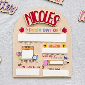 Customized First And Last Day School Sign,Back to School Sign, Kindergarten 1st Day of School Sign, First Day School Wooden School Board