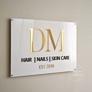 Custom Sign for the wall Personalized business sign for Salon Rectangular 3D Business Logo Sign Custom Acrylic Logo Sign Business Signage