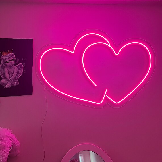 Double heart neon deals sign