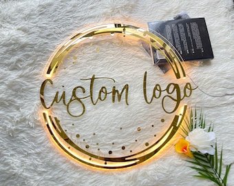 Custom acrylic sign Led round acrylic sign for nail salon logo beauty salon logo dental logo sign boutique logo sign brow logo nail salon