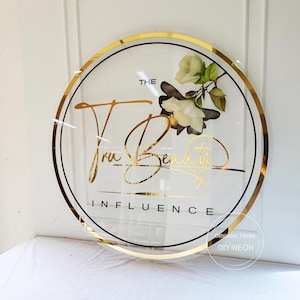 3D Round Business Logo Sign | Custom Acrylic Business Sign | Salon Decor | Salon Sign | Office Storefront | Wall Sign