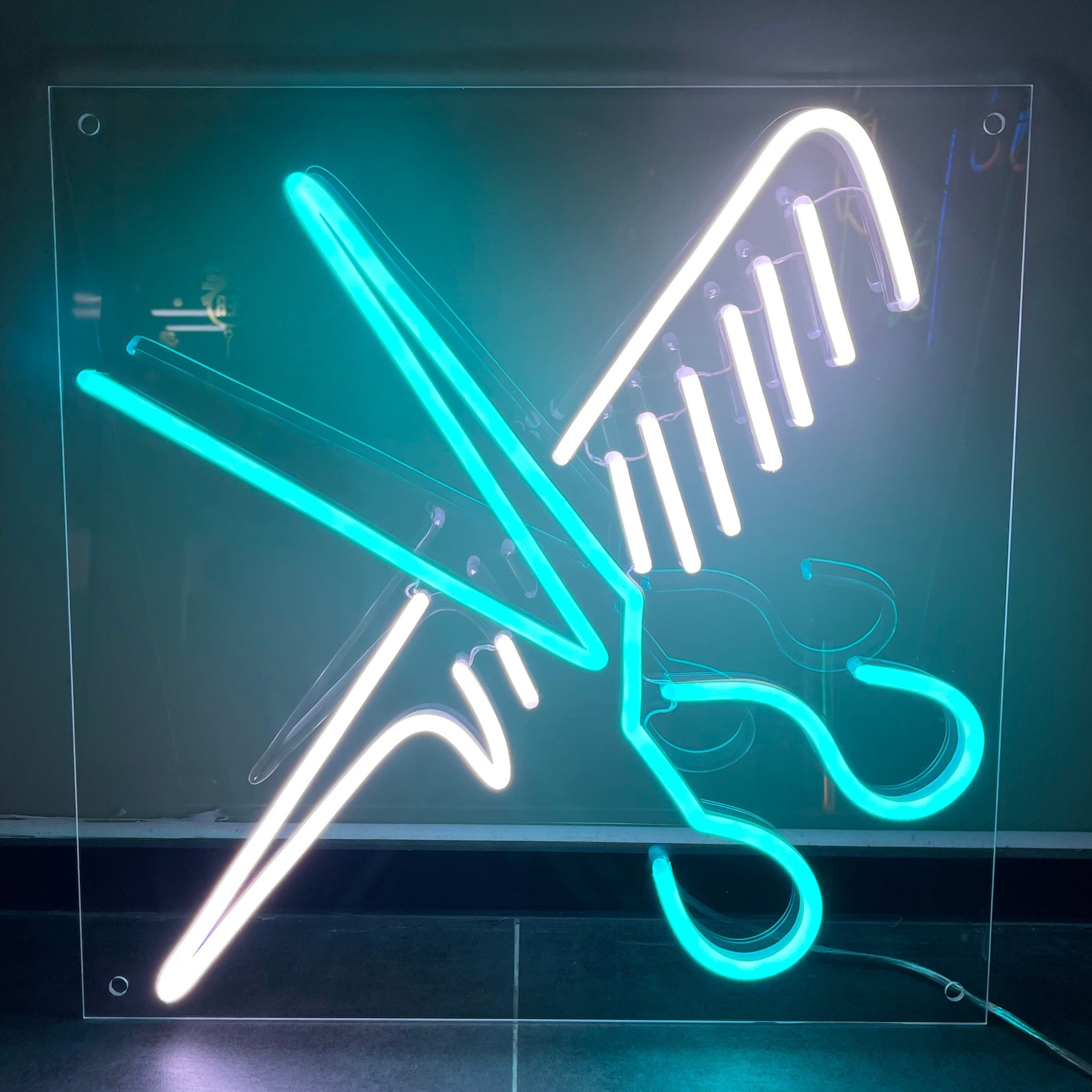 Salon Neon Signsalon Scissors Neon Sign Barber Shop Led Etsy