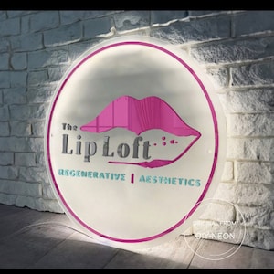 Acrylic Wall Sign | Custom Acrylic Sign  | Custom Backlit Sign | Light up Business Logo | Printed Salon Sign | Round Sign | Neon mirror sign