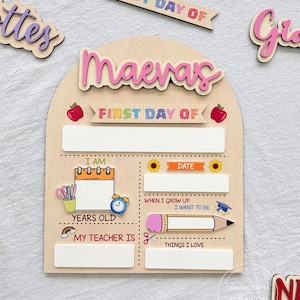 Customized First And Last Day School Sign,Back to School Sign, Kindergarten 1st Day of School Sign, First Day School Wooden School Board