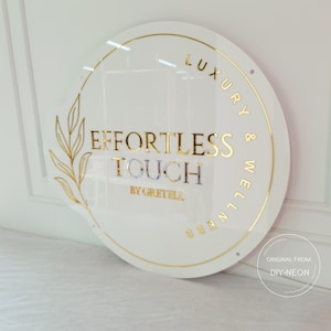 Acrylic Wall Sign | Custom Acrylic Sign  | Custom Backlit Sign | Light up Business Logo | Printed Salon Sign | Round Sign | Neon mirror sign