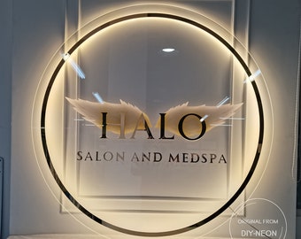 Custom acrylic sign Led round acrylic sign for business Beauty Logo Skincare Logo Spa Logos Skincare Marketing Eyelash Tech Aesthetics logo