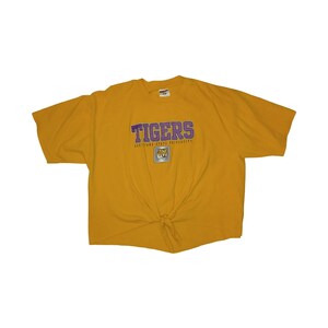 LSU &quot;Tigers&quot;-university t-shirt-up-cycled-game day OOTD-spirit wear-college student gift