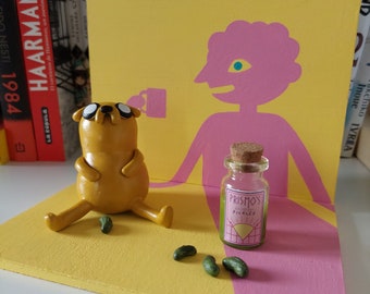 Figura de los mejores amigos de Jake the Dog y Prismo's Pickles de Hora de Aventuras - Arte diorama hecho a mano - Regalo coleccionable de Cartoon Network