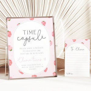 Editable Berry First Birthday Time Capsule Template, 1st Birthday Party, Strawberry First Birthday Girl Editable Time Capsule SB1