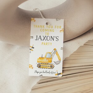 Editable Construction Birthday Favour Tag, Dump Truck Thank You Tag, Digger Party Favour Tag, Builders Party Boy Download Template C1